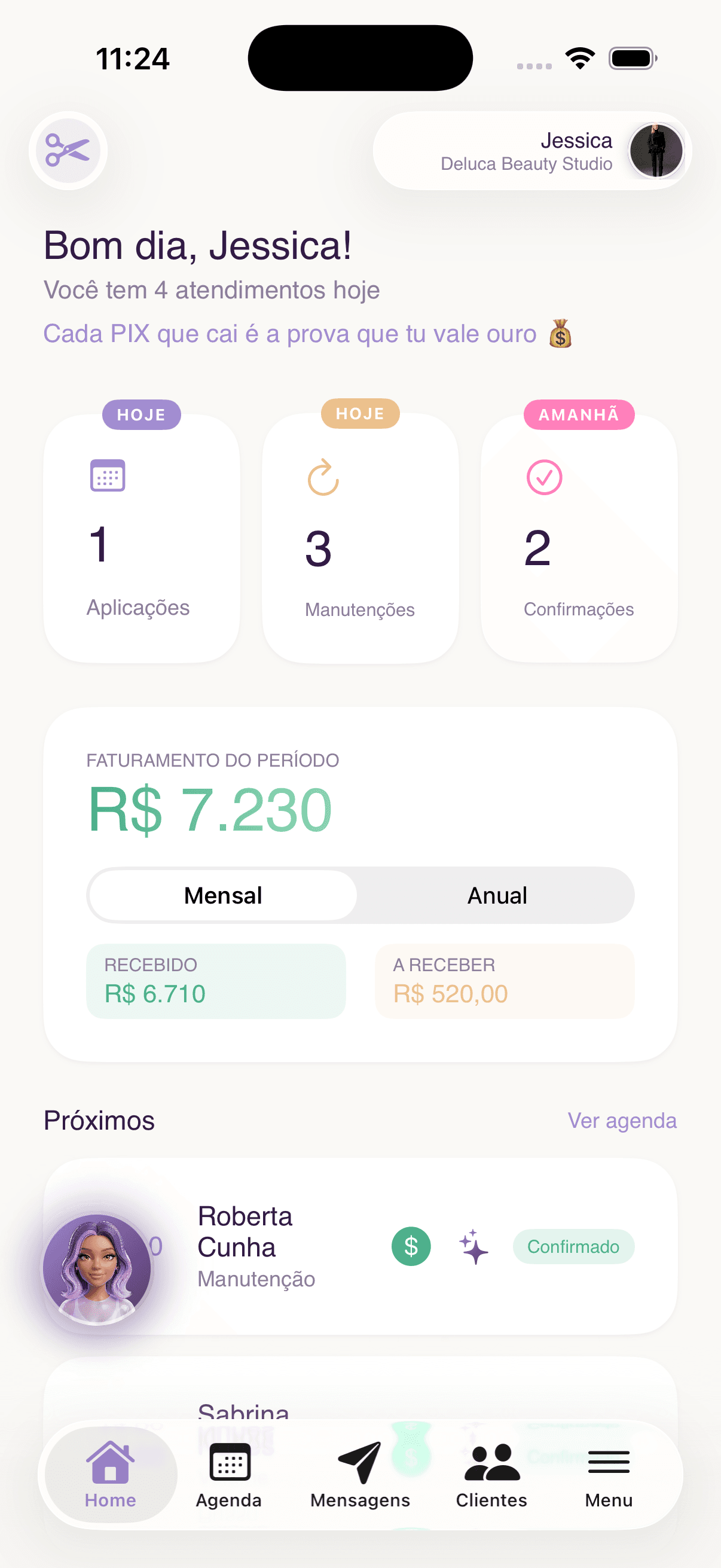 Tela inicial da Mila